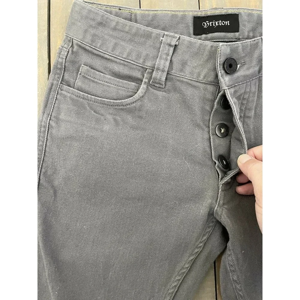 Brixton Men’s Gray Denim Button Fly Standard Fit Jeans 28/30 (measures 28/28) - Picture 3 of 11
